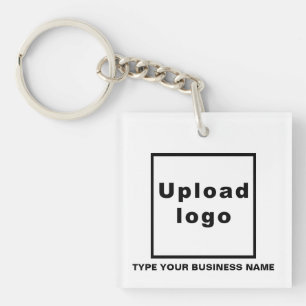 Handelsnaam en Logo White Square Acryl Sleutelhanger