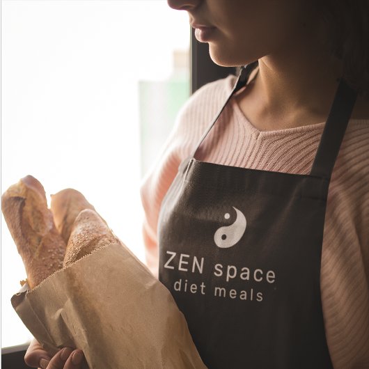 Handelsnaam logo merk op maat zwart platform schort