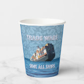 Handelsoorlogen doen alle schepen zinken papieren bekers (Achterkant)