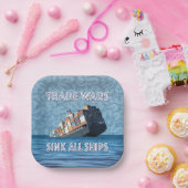 Handelsoorlogen doen alle schepen zinken papieren bordje (Feest)