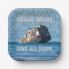 Handelsoorlogen doen alle schepen zinken papieren bordje