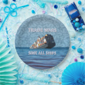 Handelsoorlogen doen alle schepen zinken papieren bordje (Feest)