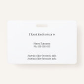 Handelspersoneel Foto ID QR Code Black White Badge (Achterkant)