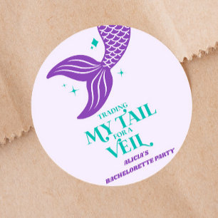 Handelsstaart Voor Sluier Zeemeermin Bachelorette  Ronde Sticker
