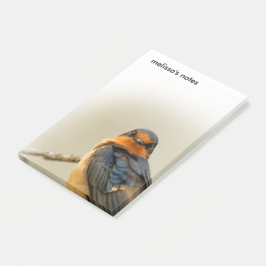 Handelsstadia met verbluffende Barn Swallow Songbi Post-it® Notes (Schuin)