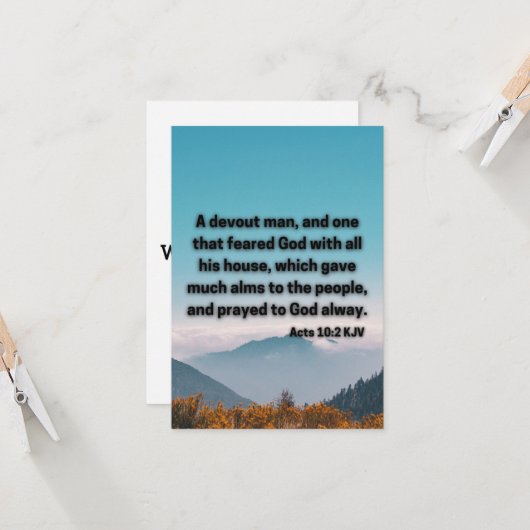 Handelt 10:2 KJV Bijbelbaar Wenskaart met scripts Kaart (Voorkant / Achterkant in situ)