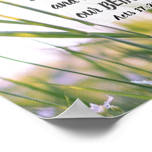 Handelt 17:28 in Hem wij leven en verplaatsen Bijb Poster (Hoek)