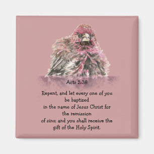 Handelt 2:38 Baptismscripts Verse Bird in Water Magneet