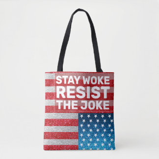 Handen af Blijf wakker Inverted Ensign Glitter Tote Bag