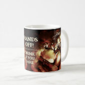 Handen af! Drink als je durft. Grappige gekke clow Koffiemok (Voorkant rechts)