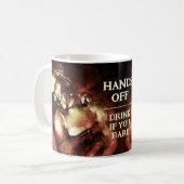 Handen af! Drink als je durft. Grappige gekke clow Koffiemok (Voorkant links)