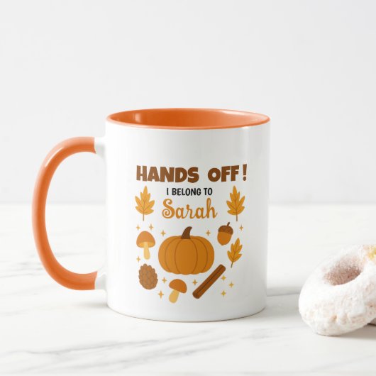 Handen af! Gepersonaliseerde Herfst koffie Mok (Met donut)