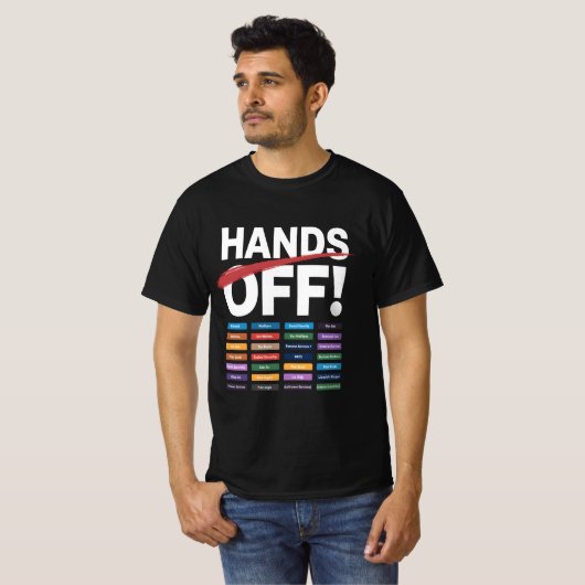 Handen af van anti-Trump-antitrafiekontwerp T-shirt (Voorkant volledig)