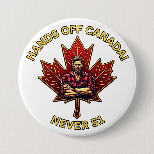 Handen af van Canada, Nooit 51, Maple Leaf Lumberj Ronde Button 7,6 Cm (Voorkant)
