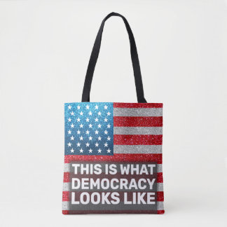 Handen af van glitter Dit is hoe democratie eruit  Tote Bag