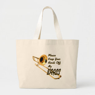 Handen af van messing/trombone grote tote bag