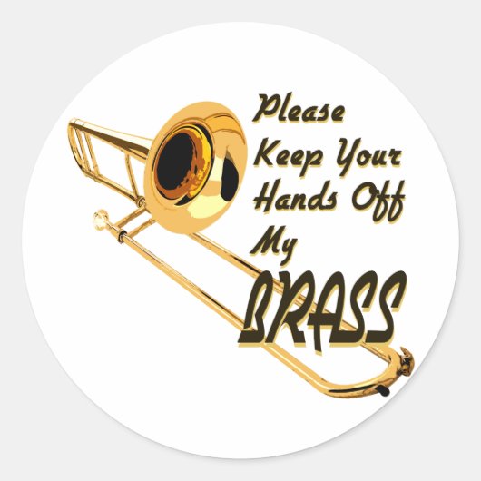 Handen af van messing/trombone ronde sticker (Voorkant)
