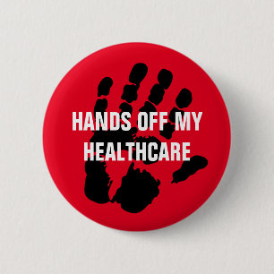 Handen af van mijn Healthcare Design Button