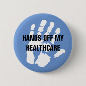 Handen af van mijn Healthcare Design Button (Voorkant)