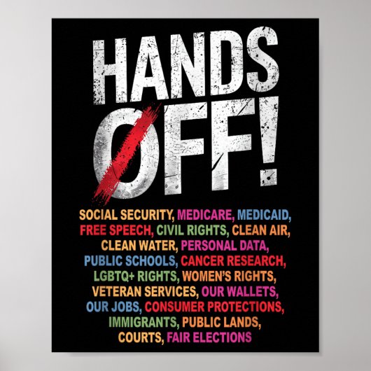 Handen af van mijn sociale zekerheid 2025 protest poster (Voorkant)