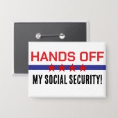 Handen af van mijn sociale zekerheid rood wit blau button (Voorkant / Achterkant)