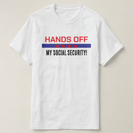 Handen af van mijn sociale zekerheid rood wit blau t-shirt
