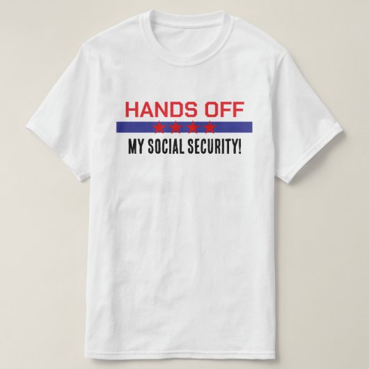 Handen af van mijn sociale zekerheid rood wit blau t-shirt (Design voorkant)
