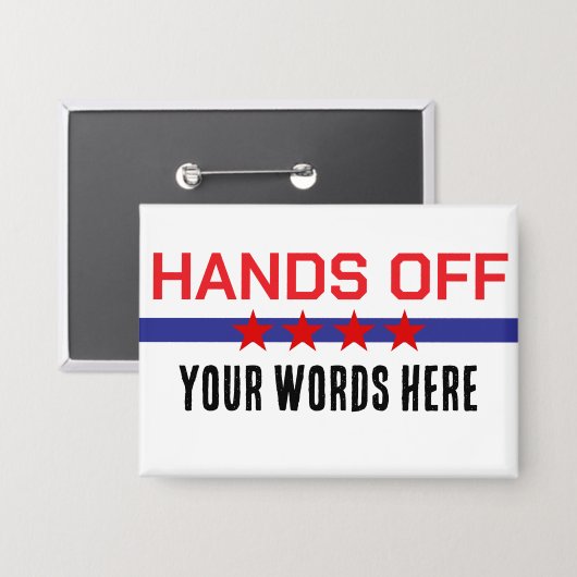 Handen af van mijn woorden hier rood wit blauw button (Voorkant / Achterkant)