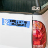 Handen af van mijn zorgontwerp bumpersticker (Op Truck)