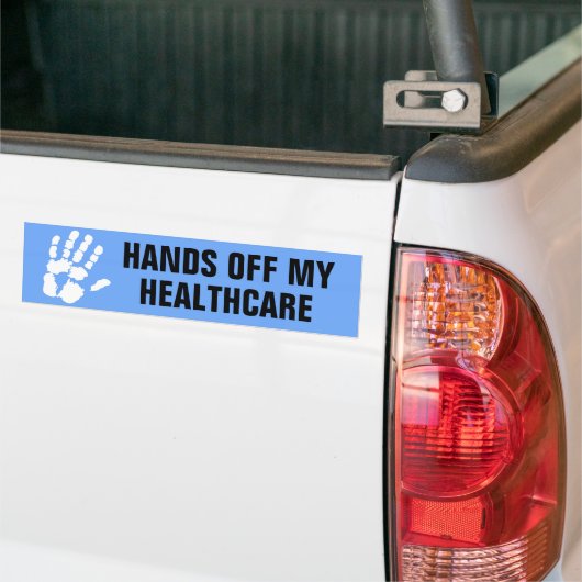 Handen af van mijn zorgontwerp bumpersticker (Op Truck)