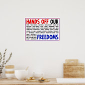 Handen af van onze vrijheden Burgerrechten Protest Poster (Keuken)