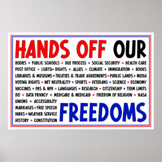 Handen af van onze vrijheden Burgerrechten Protest Poster