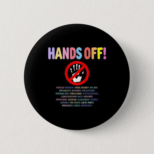 Handen af van protest 2025 ronde button 5,7 cm (Voorkant)