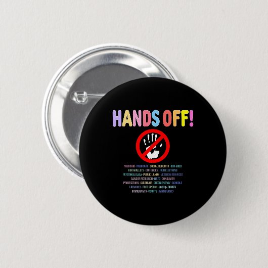 Handen af van protest 2025 ronde button 5,7 cm (Voorkant /achterkant)