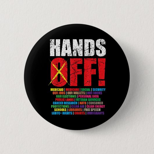 Handen af van protest 2025 ronde button 5,7 cm (Voorkant)