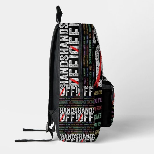 Handen af van protest bedrukte rugzak (Links)