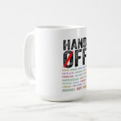 Handen af van protest koffiemok (Voorkant links)