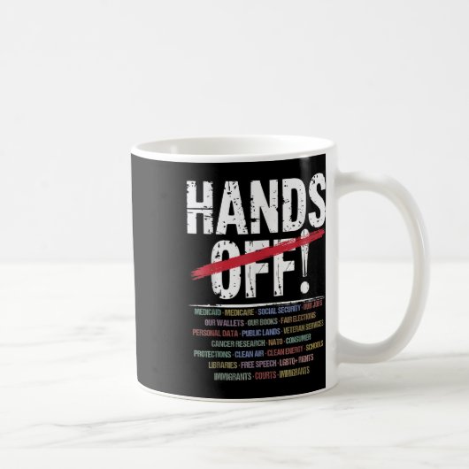 Handen af van protest koffiemok (Rechts)