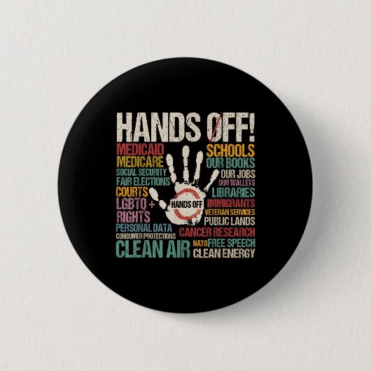Handen af van protest ronde button 5,7 cm (Voorkant)