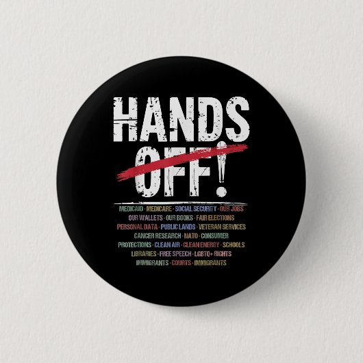 Handen af van protest ronde button 5,7 cm (Voorkant)