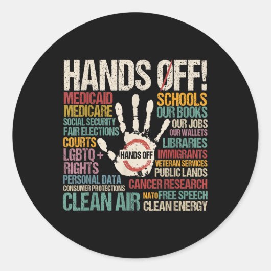 Handen af van protest ronde sticker (Voorkant)