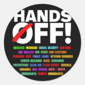 Handen af van protest ronde sticker (Voorkant)