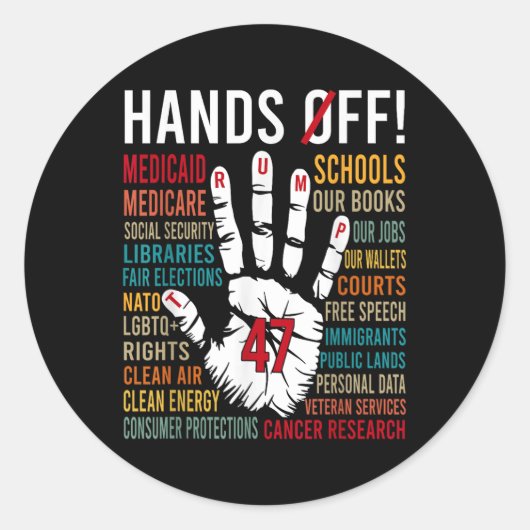 Handen af van protest ronde sticker (Voorkant)
