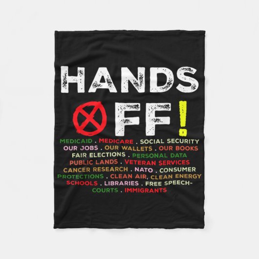 Handen af van protest sociale zekerheid en Medicar Fleece Deken (Voorkant)