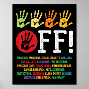 Handen af van protest sociale zekerheid en Medicar Poster