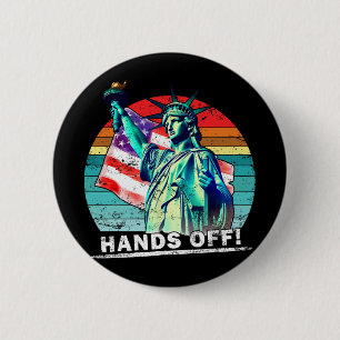 Handen af van protest sociale zekerheid en Medicar Ronde Button 5,7 Cm