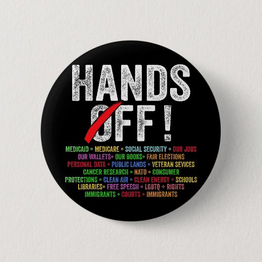 Handen af van protest sociale zekerheid en Medicar Ronde Button 5,7 Cm (Voorkant)