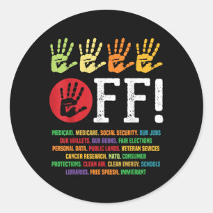 Handen af van protest sociale zekerheid en Medicar Ronde Sticker