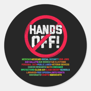 Handen af van protest sociale zekerheid en Medicar Ronde Sticker