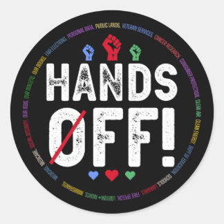 Handen af van protest sociale zekerheid en Medicar Ronde Sticker